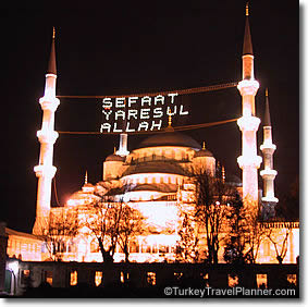 Blue Mosque at Night during Ramazan, Istanbul, Turkey