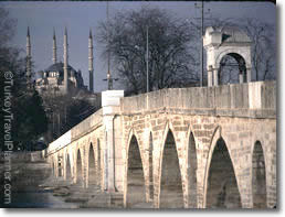 Maritsa River Bridge and Selimiye Mosque, Edirne, Turkey
