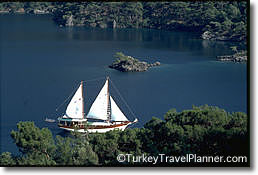 Turkish gulet motor-sailing the Mediterranean