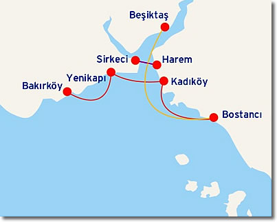 IDO Seabus Ferry Map, Istanbul, Turkey