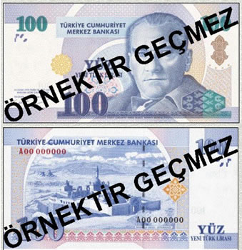 YTL100 New turkish Lira note
