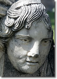 Roman face sculpted in marble, Aphrodisias, Turkey