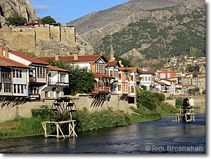 Ottoman houses on the Yeşilırmak river in Amasya, Turkey