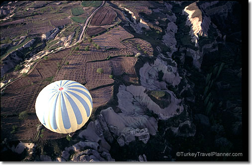 Floating Above Cappadocia in a Hot Air Balloon, Central Anatolia, Turkey