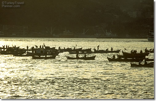 Fishing Boats on the Bosphorus, Istanbul, Turkey