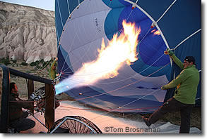 Filling a hot air balloon, Cappadocia, Turkey
