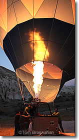 Flames fill hot air balloon, Cappadocia, Turkey