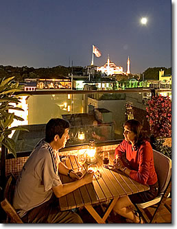 Rooftop restaurant, Hotel Erboy, Sirkeci, Istanbul, Turkey