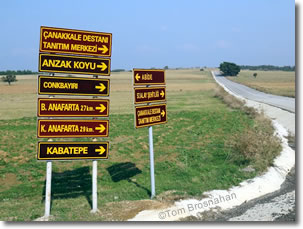 Road signs on Gallipoli peninsula, Turkey