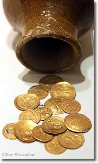 Gold coins, Hatay Archeology Museum, Antakya, Turkey