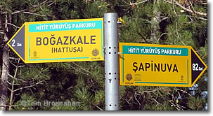 Hitit Yolu trail signs, Hattusha (Boğazkale), Turkey