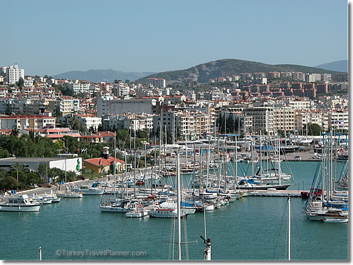 View of Kusadasi, the port near Ephesus, Aegean Turkey