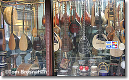 Musical instruments for sale, Galip Dede Caddesi, Istanbul, Turkey 