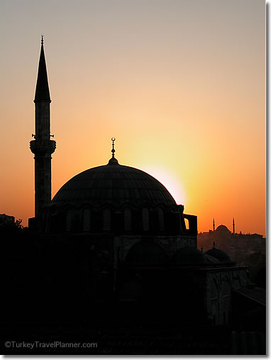 Sunset on Rustem Pasha Mosque, Istanbul, Turkey