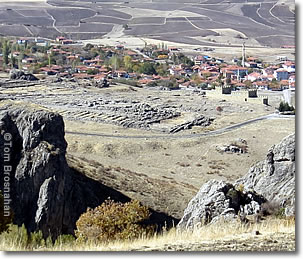 View over Hattusha to Boğazkale village, Turkey