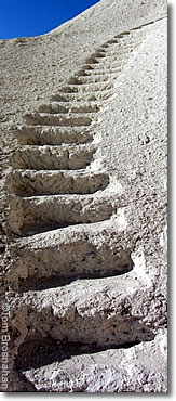 Rock-hewn steps in a Cappadocian valley, Turkey