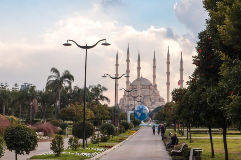 Mosque view through the park