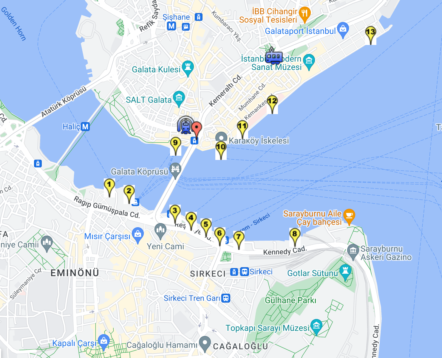 eminonu ferry map